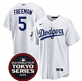 Men's Los Angeles Dodgers #5 Freddie Freeman White 2025 World Tour Tokyo Series Home Stitched Jersey Dzhi,baseball caps,new era cap wholesale,wholesale hats